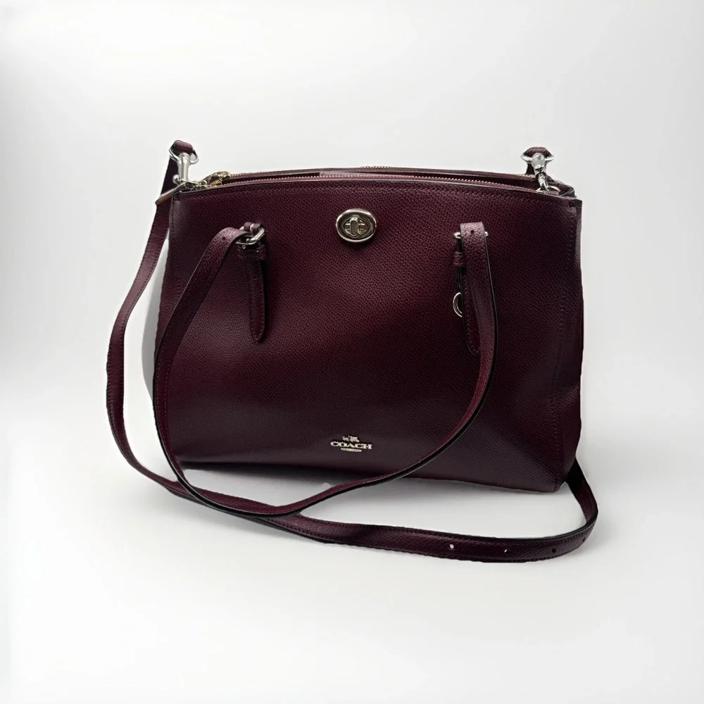 Coach Turlock Burgundy Crosby Carryall Two Arm Handles & Adj Crossbody Strap